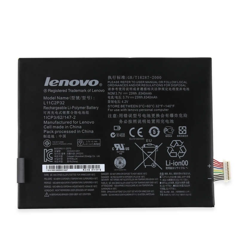   Lenovo IdeaTab A10-80HC, S6000, A7600 (L11C2P32), 23Wh, 6340mAh, 3.7V