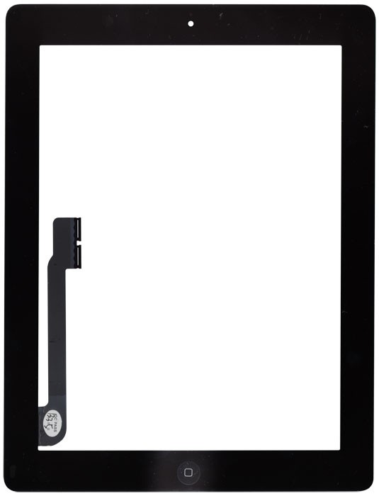 iPad 4 - тачскрин, черный с клавишей HOME, вставкой для камеры и проклейкой