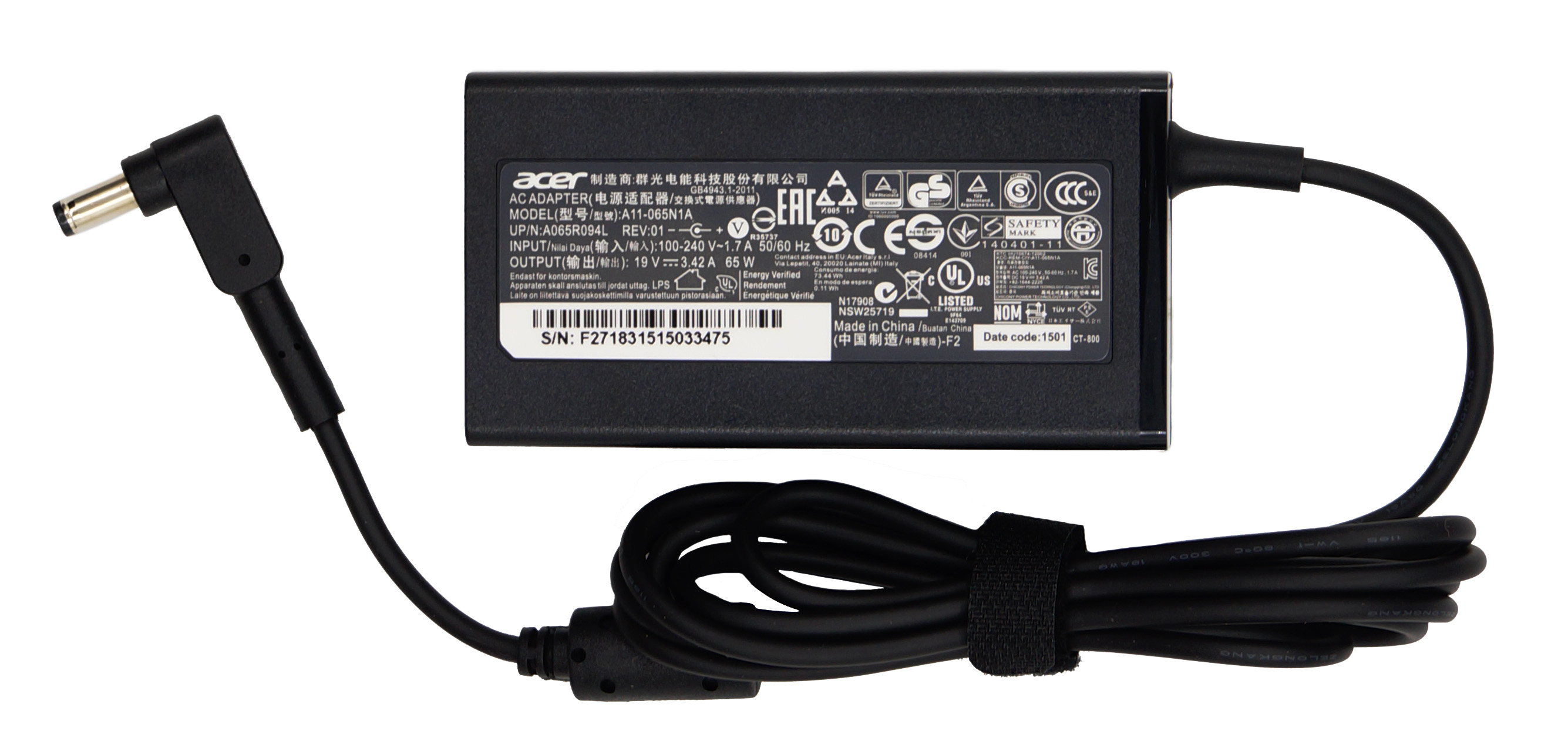   Acer 5.5x1.7, 65W (19V, 3.42A) ORG (new type)