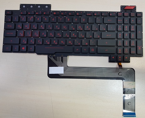 Клавиатура для ноутбука Asus FX63VM, FX63VD, FZ63VM, FZ63VD, ZX63VD, FX503 черная, кнопки красные, с подсветкой