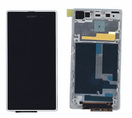 Sony Xperia Z1 (C6903 / L39h) - дисплей в сборе с тачскрином с рамкой, белый