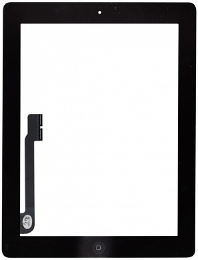 iPad 4 - тачскрин, черный с клавишей HOME, вставкой для камеры и проклейкой